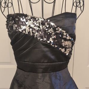 Trixxi Black Strapless Dress with Silver Accents